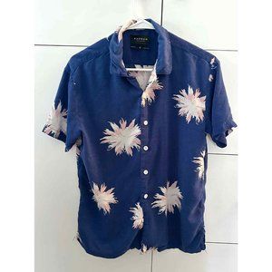 Pacsun Blue Pink Floral Boxy Fit Button Up Mens Beach Summer Casual Short Sleeve